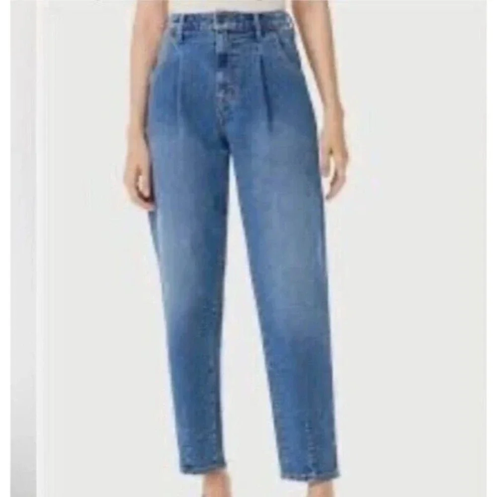 d. Jeans Womens Denim Blue High Rise Slash Pocket pleated MOM Jeans Size 8